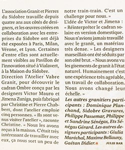 Suite de l'article de La Dépêche sur la collaboration avec l'Atelier Vabre Granit