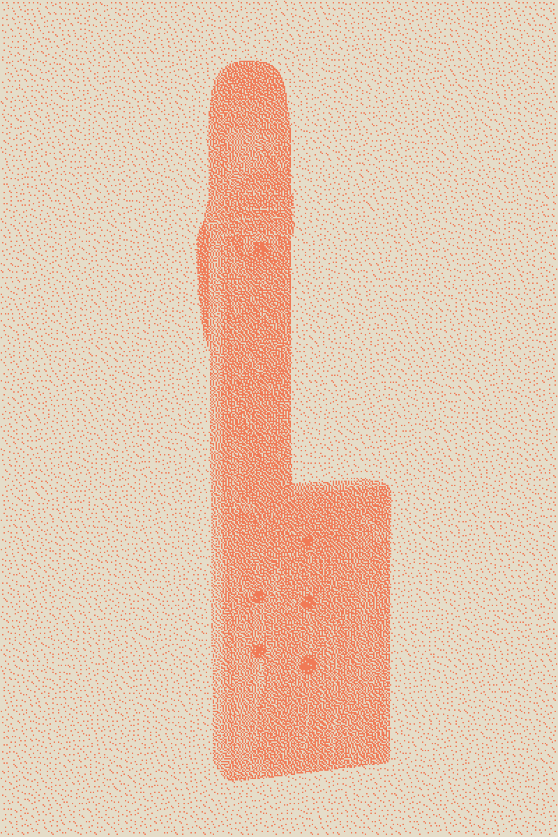 Flûte compact L : flûte en forme de L, dessin tramé corail
