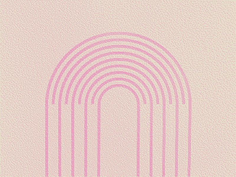 Partition sonore : arches concentriques, dessin tramé rose