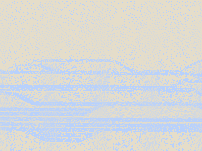 Relief MIDI : lignes en relief d'une surface interactive, dessin tramé bleu clair