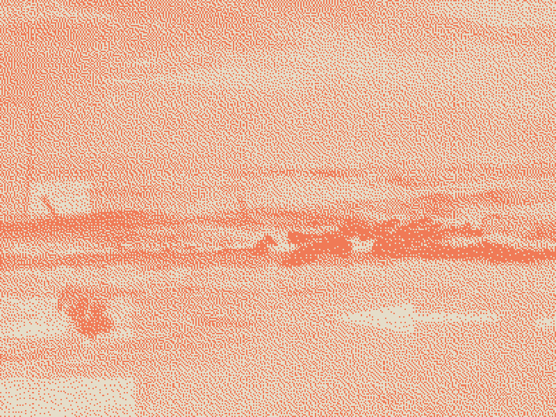 Scooter et mer : bord de mer, dessin tramé corail