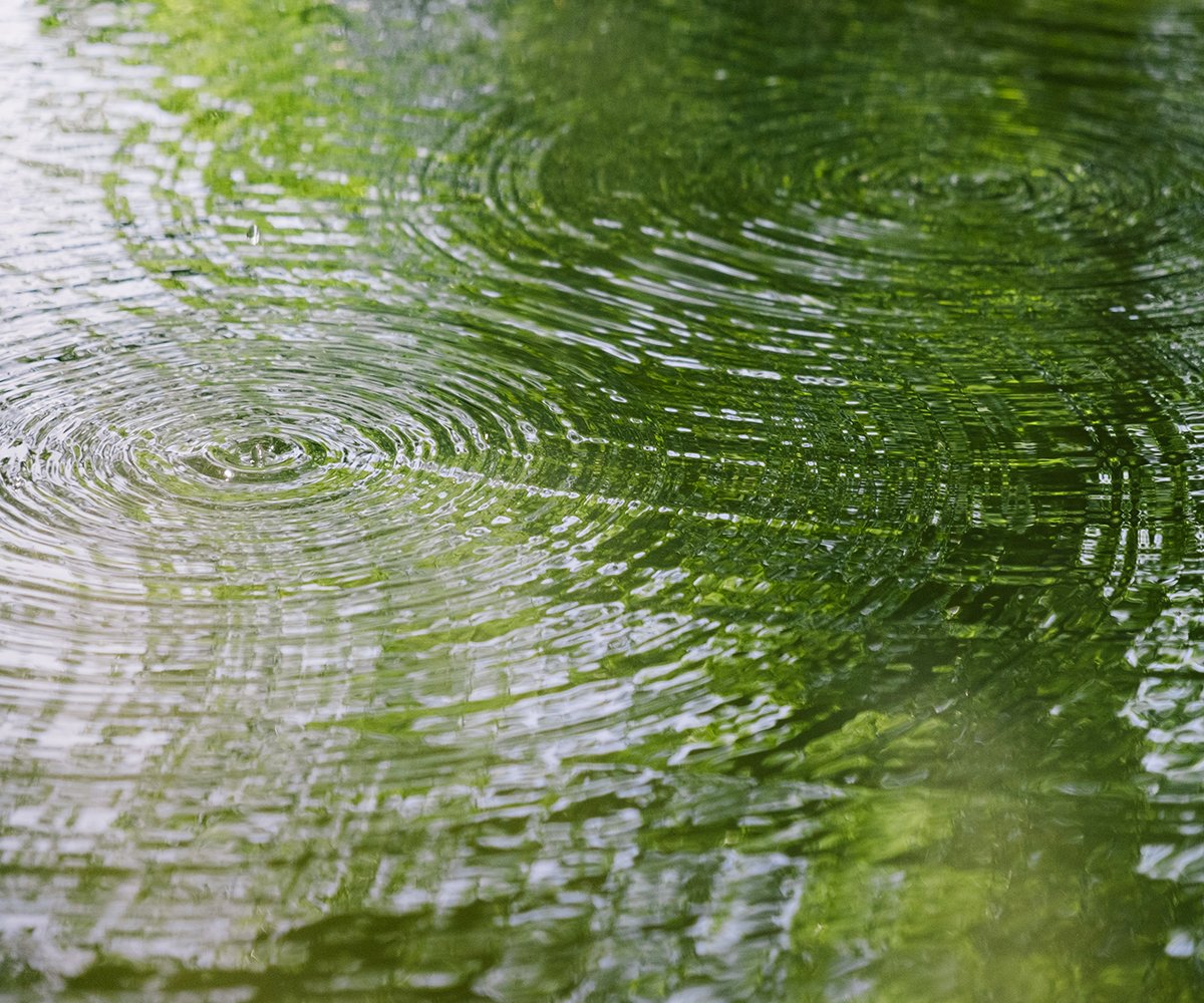 Ondes concentriques qui se rencontrent à la surface de l'eau