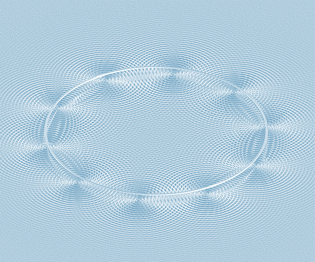 Dessin du motif d'interférence formé par les ondes du cercle « O »